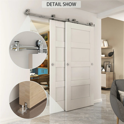 Luxdecor 6.6FT 304 Stainless Steel Heavy Duty Barn Door Hardware Track Kit with Soft Close Top